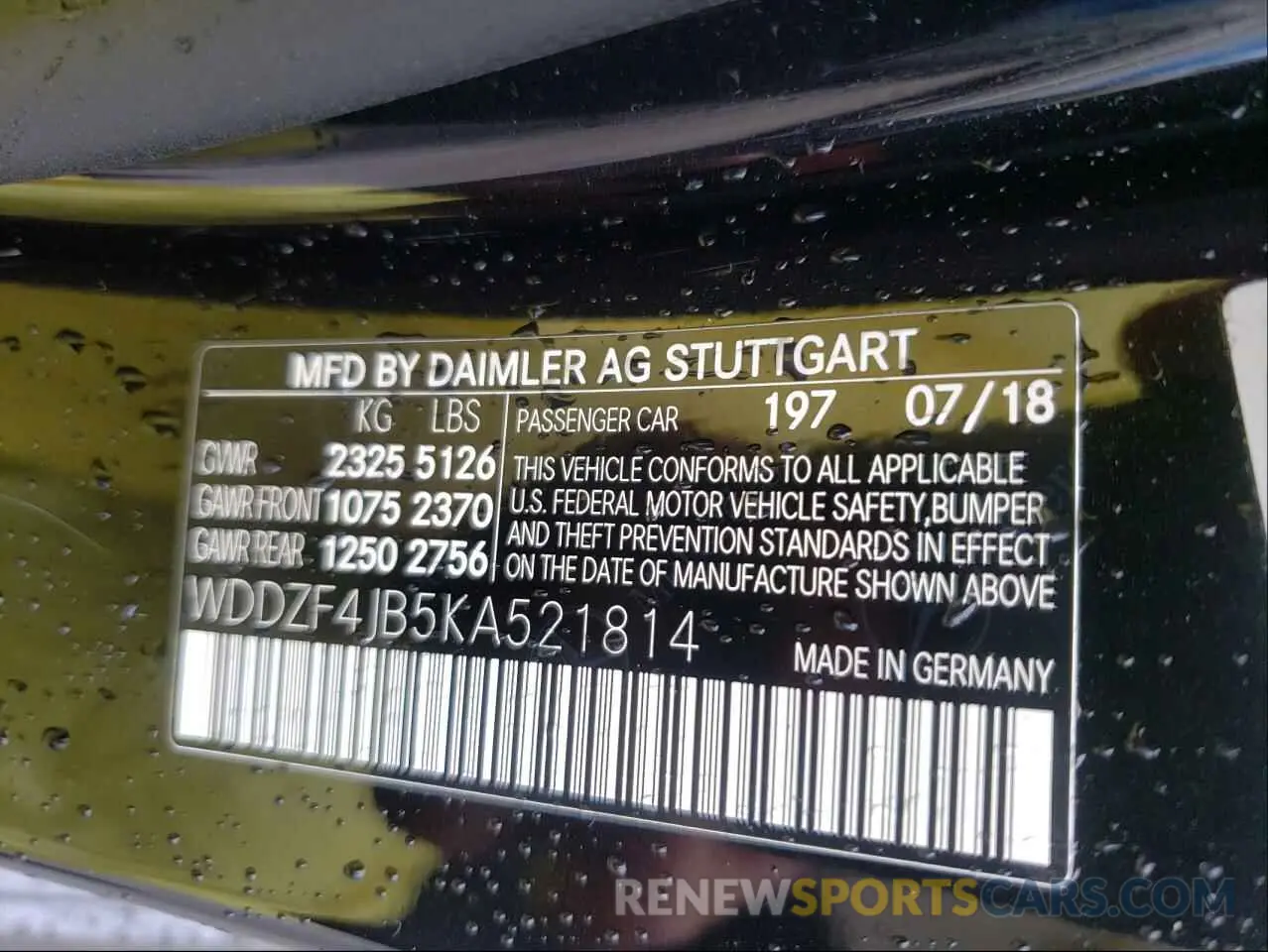 10 Photograph of a damaged car WDDZF4JB5KA521814 MERCEDES-BENZ E-CLASS 2019