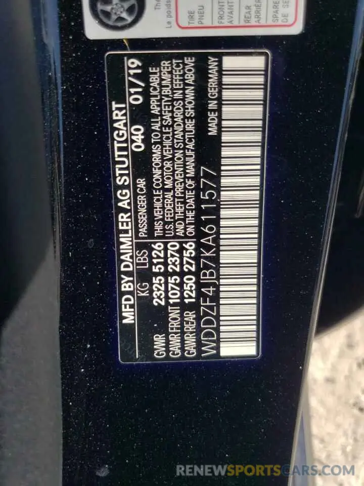 13 Photograph of a damaged car WDDZF4JB7KA611577 MERCEDES-BENZ E-CLASS 2019