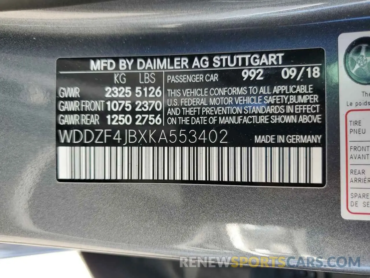 12 Photograph of a damaged car WDDZF4JBXKA553402 MERCEDES-BENZ E-CLASS 2019