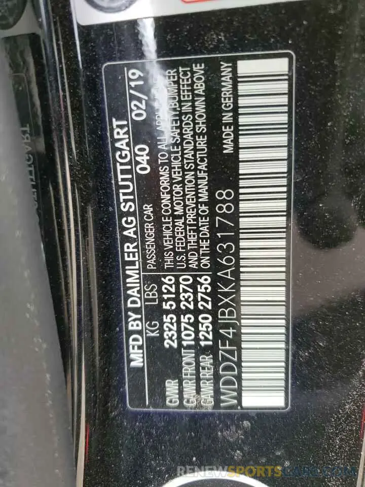 12 Photograph of a damaged car WDDZF4JBXKA631788 MERCEDES-BENZ E-CLASS 2019
