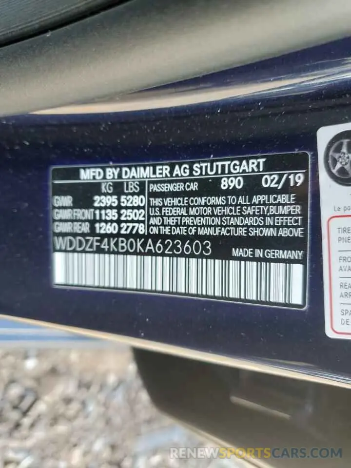 12 Фотография поврежденного автомобиля WDDZF4KB0KA623603 MERCEDES-BENZ E-CLASS 2019