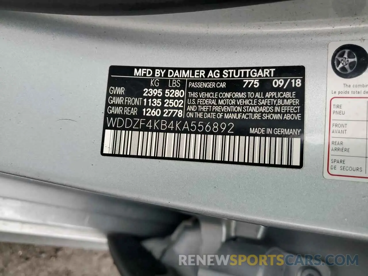 14 Фотография поврежденного автомобиля WDDZF4KB4KA556892 MERCEDES-BENZ E-CLASS 2019