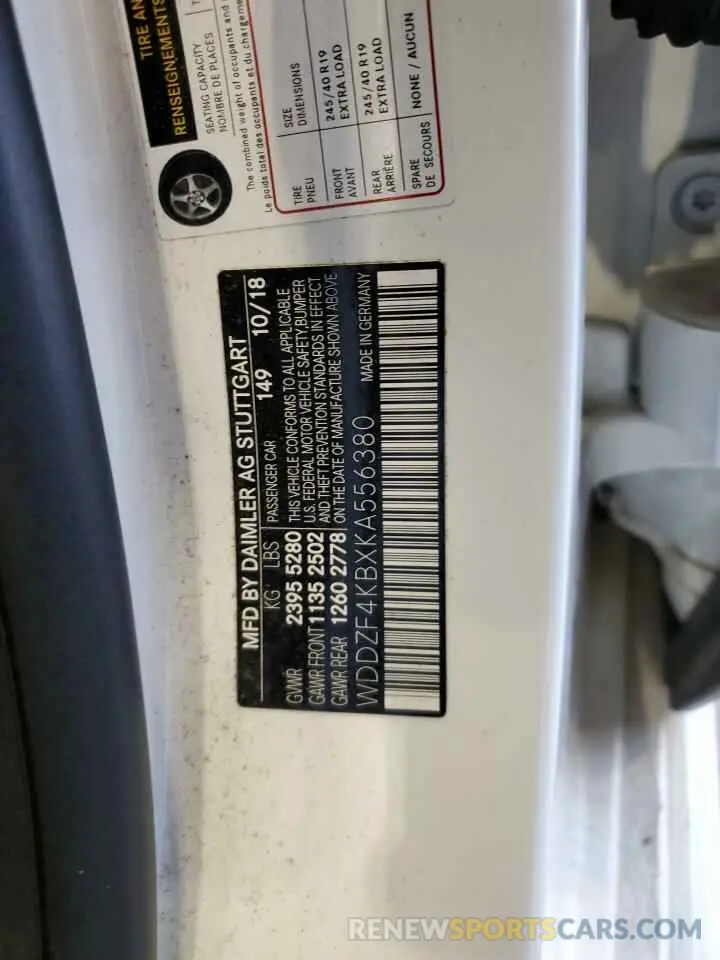 12 Photograph of a damaged car WDDZF4KBXKA556380 MERCEDES-BENZ E-CLASS 2019