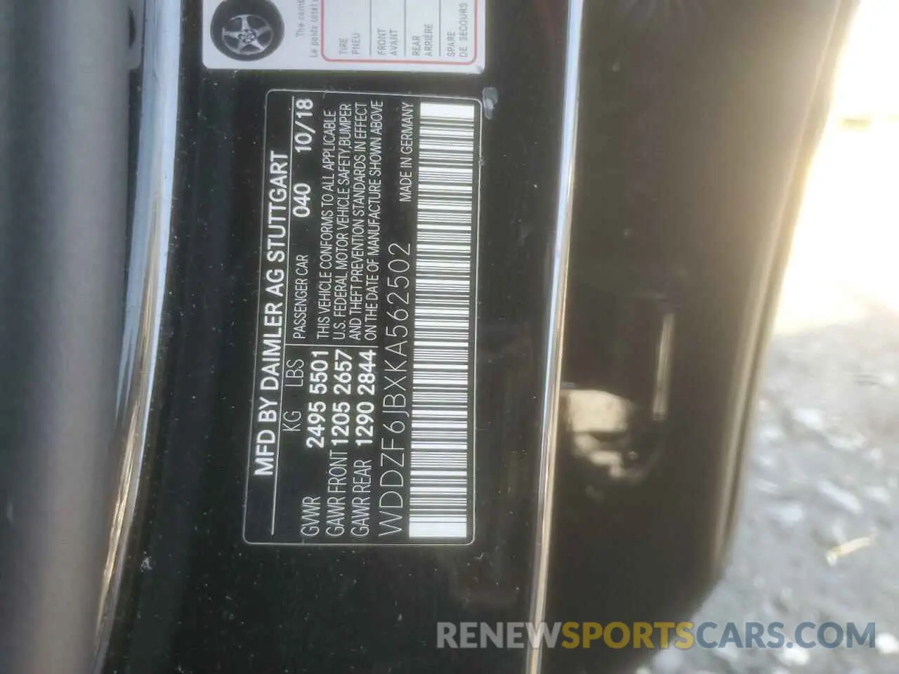 12 Фотография поврежденного автомобиля WDDZF6JBXKA562502 MERCEDES-BENZ E-CLASS 2019
