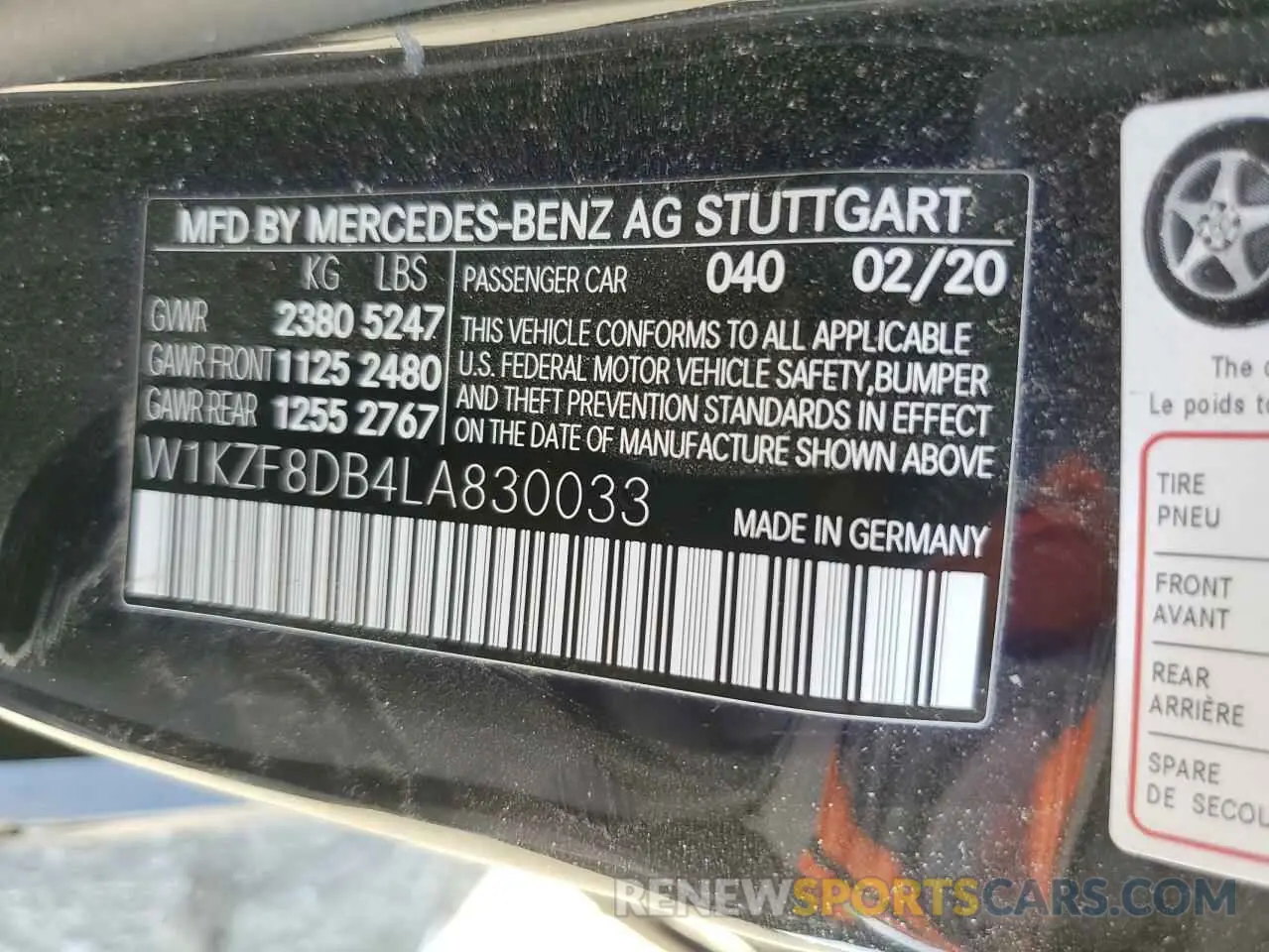 12 Фотография поврежденного автомобиля W1KZF8DB4LA830033 MERCEDES-BENZ E-CLASS 2020