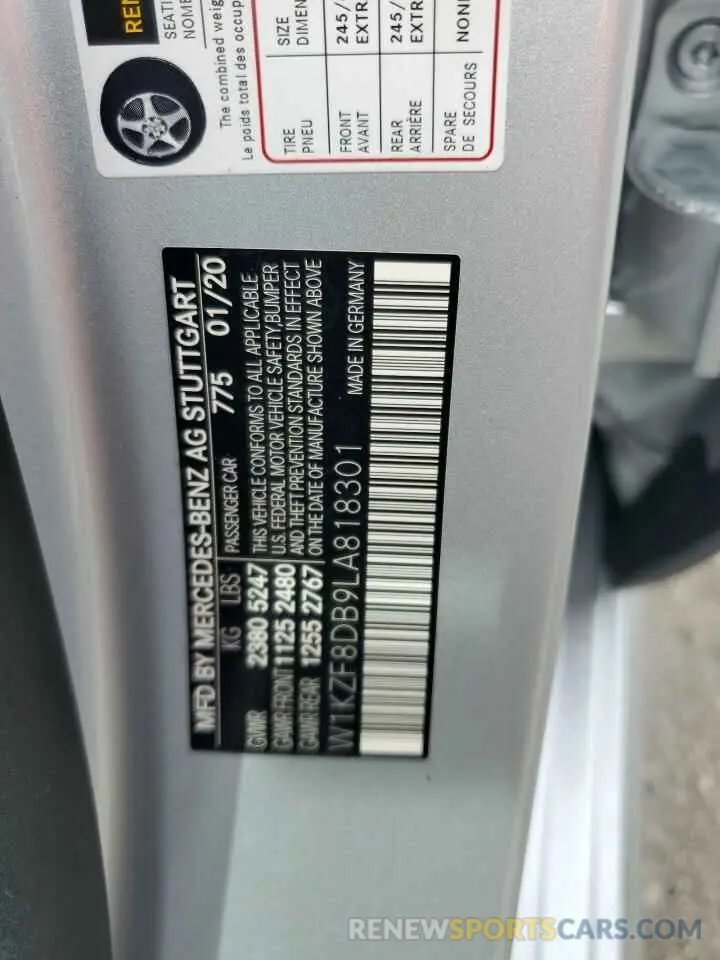 12 Photograph of a damaged car W1KZF8DB9LA818301 MERCEDES-BENZ E-CLASS 2020