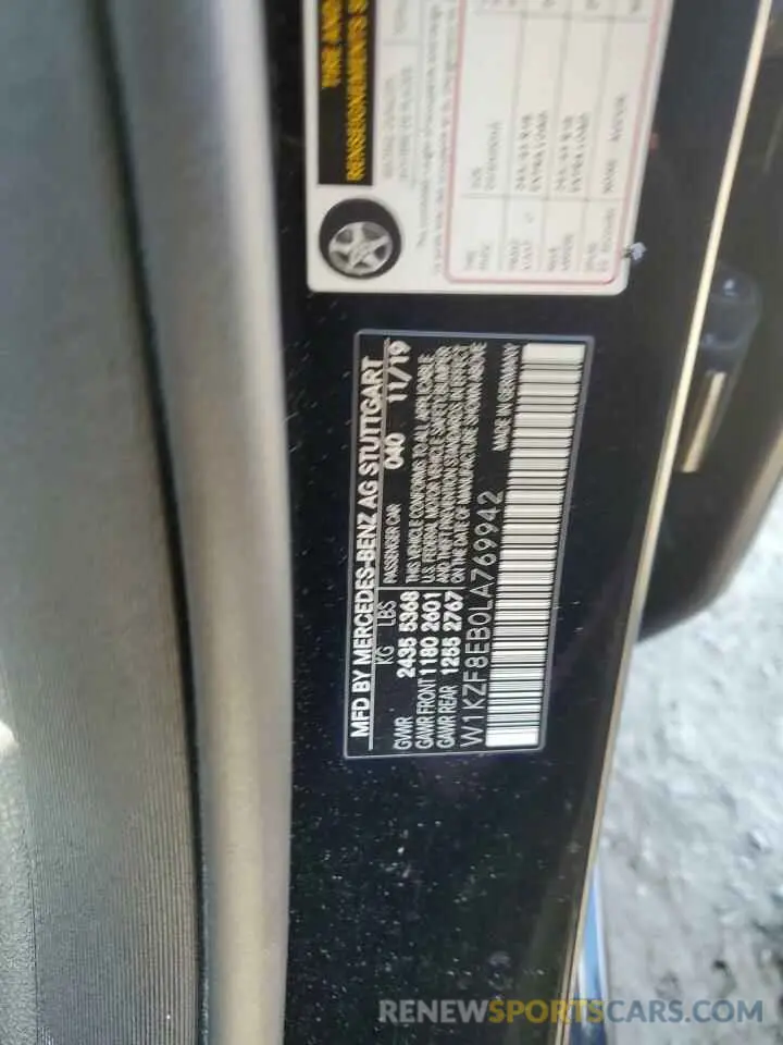 12 Photograph of a damaged car W1KZF8EB0LA769942 MERCEDES-BENZ E-CLASS 2020