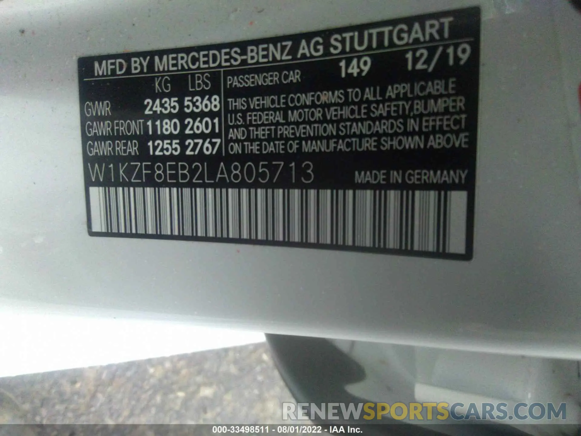 9 Фотография поврежденного автомобиля W1KZF8EB2LA805713 MERCEDES-BENZ E-CLASS 2020