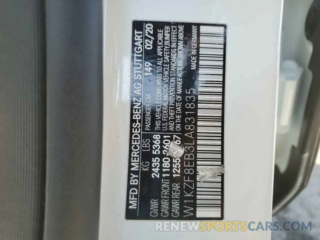 14 Фотография поврежденного автомобиля W1KZF8EB3LA831835 MERCEDES-BENZ E-CLASS 2020