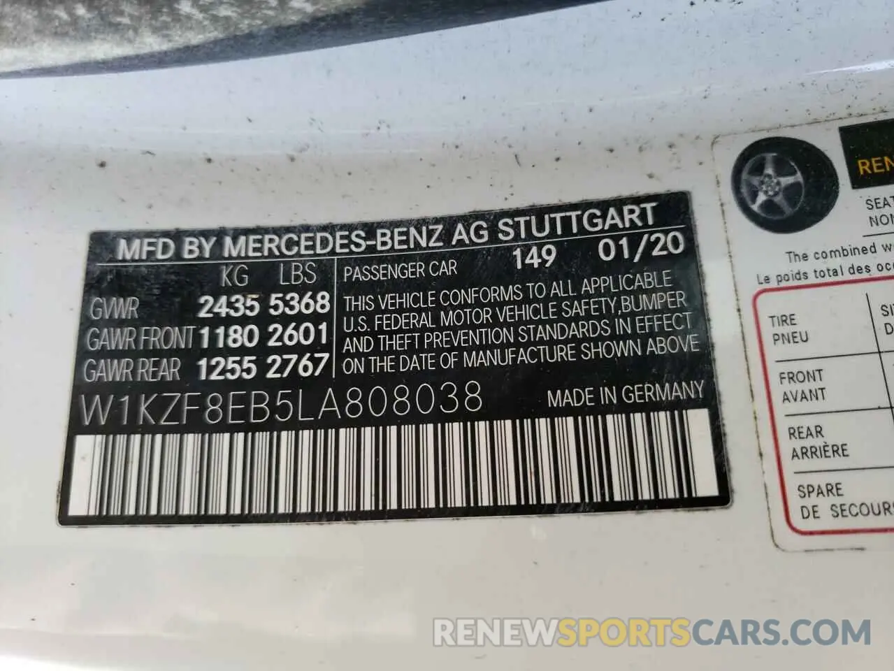 12 Photograph of a damaged car W1KZF8EB5LA808038 MERCEDES-BENZ E-CLASS 2020