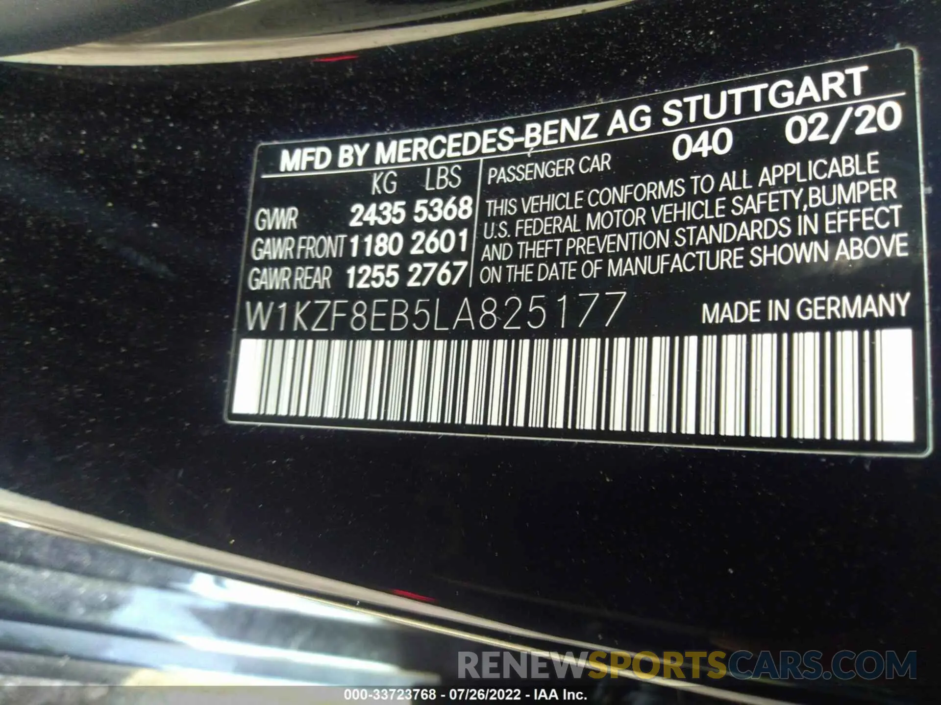 9 Фотография поврежденного автомобиля W1KZF8EB5LA825177 MERCEDES-BENZ E-CLASS 2020