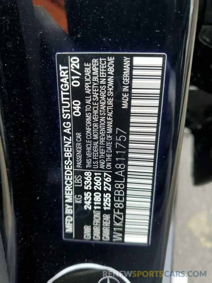 12 Photograph of a damaged car W1KZF8EB8LA811757 MERCEDES-BENZ E-CLASS 2020