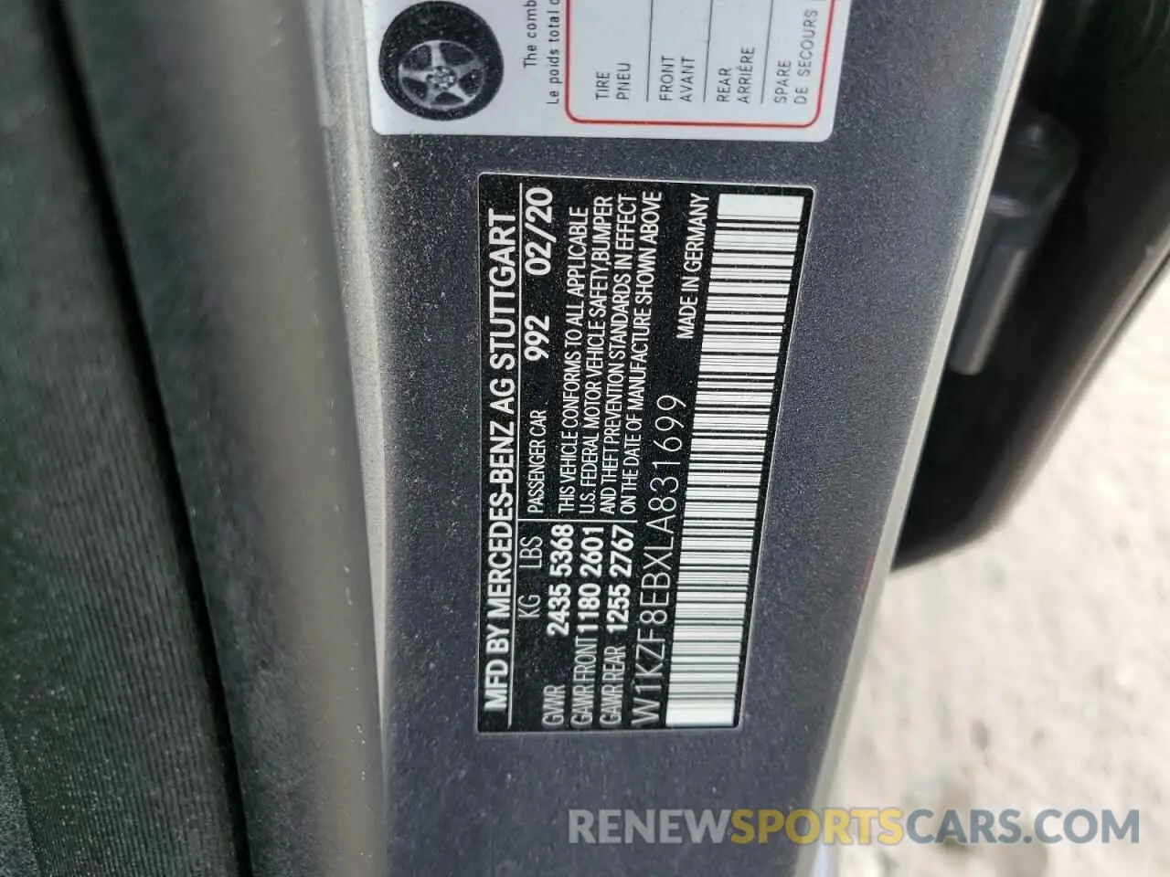 12 Photograph of a damaged car W1KZF8EBXLA831699 MERCEDES-BENZ E-CLASS 2020