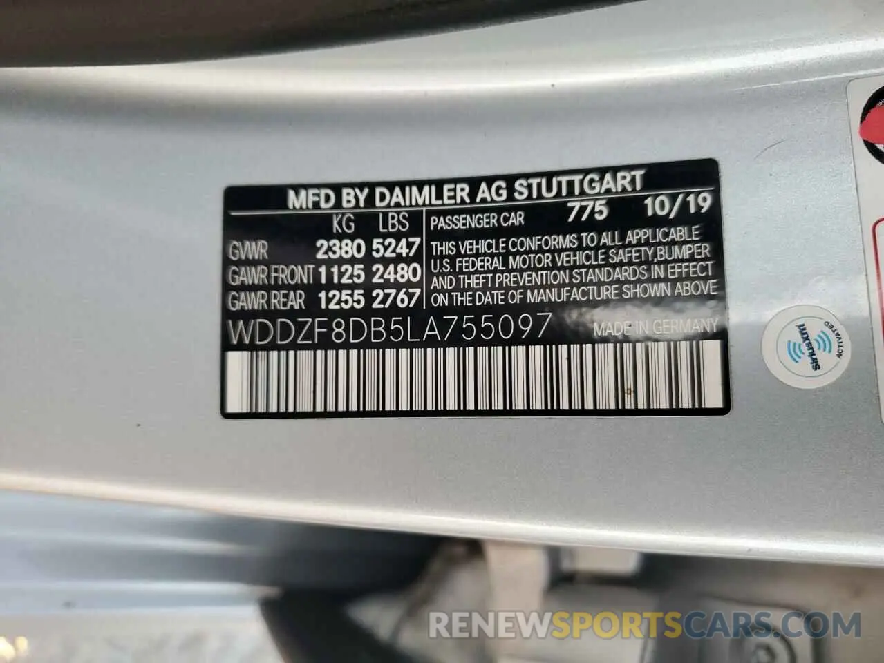 13 Photograph of a damaged car WDDZF8DB5LA755097 MERCEDES-BENZ E-CLASS 2020