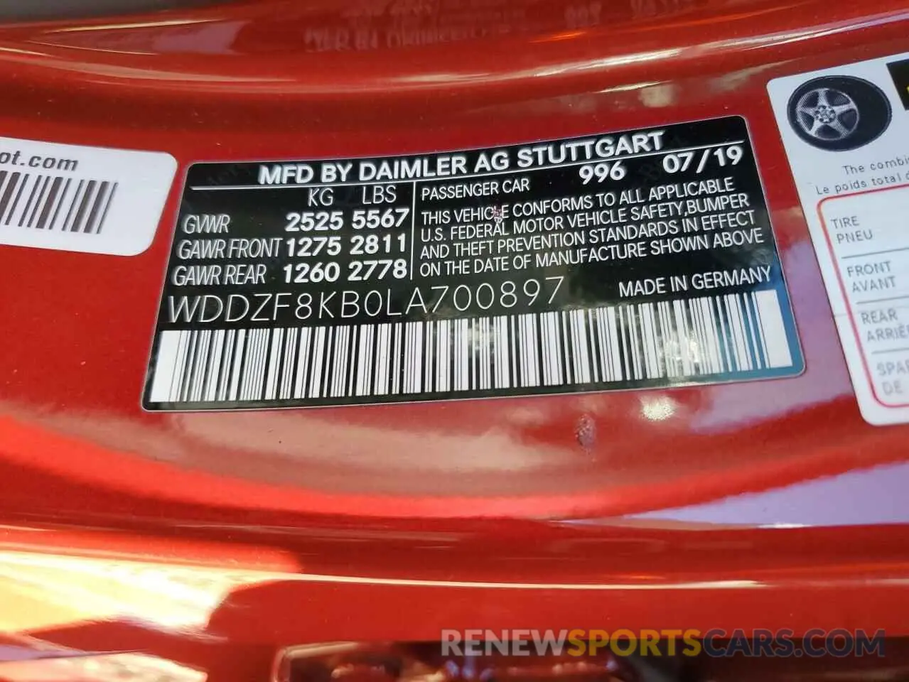 12 Photograph of a damaged car WDDZF8KB0LA700897 MERCEDES-BENZ E-CLASS 2020