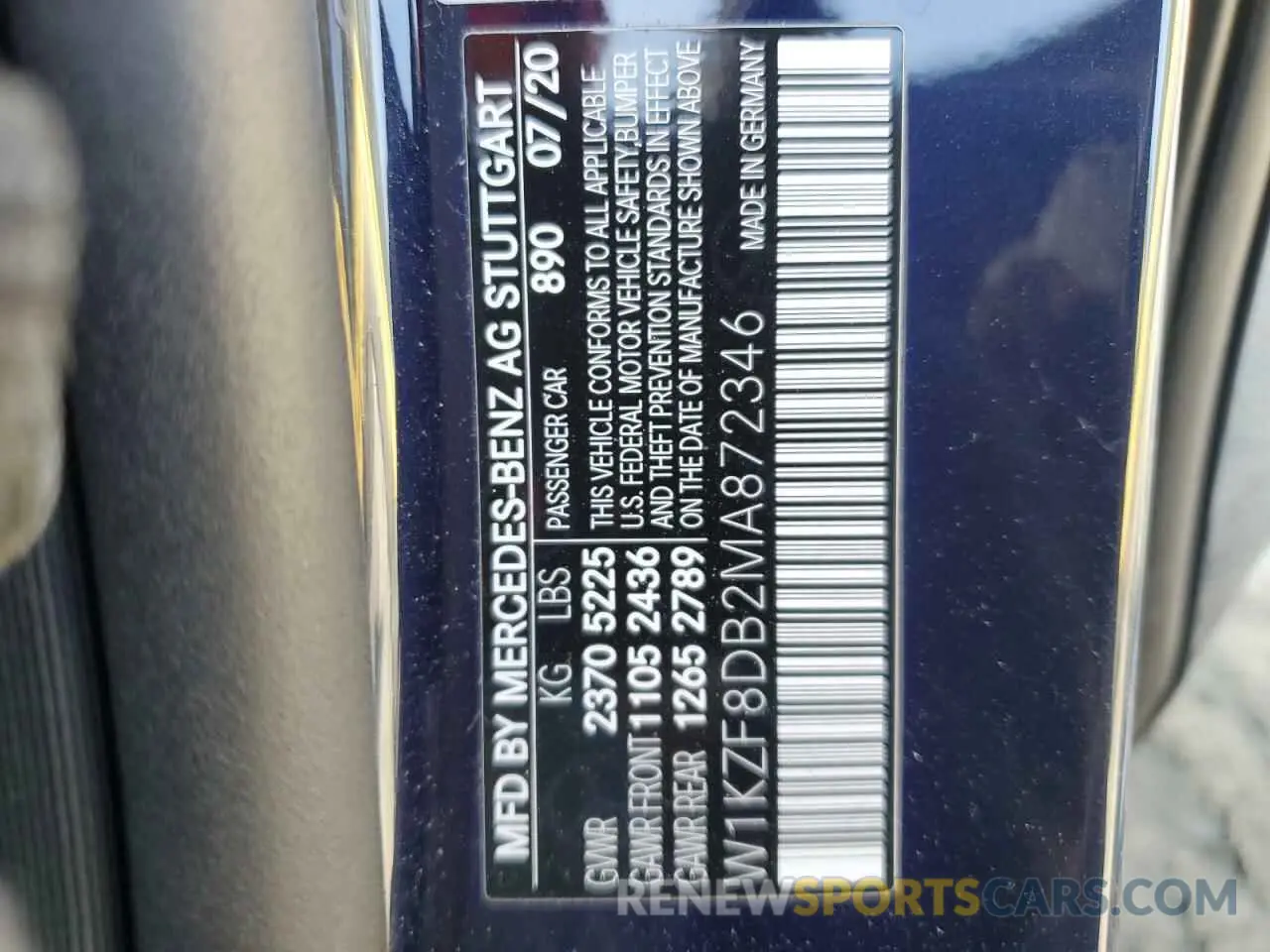 12 Photograph of a damaged car W1KZF8DB2MA872346 MERCEDES-BENZ E-CLASS 2021