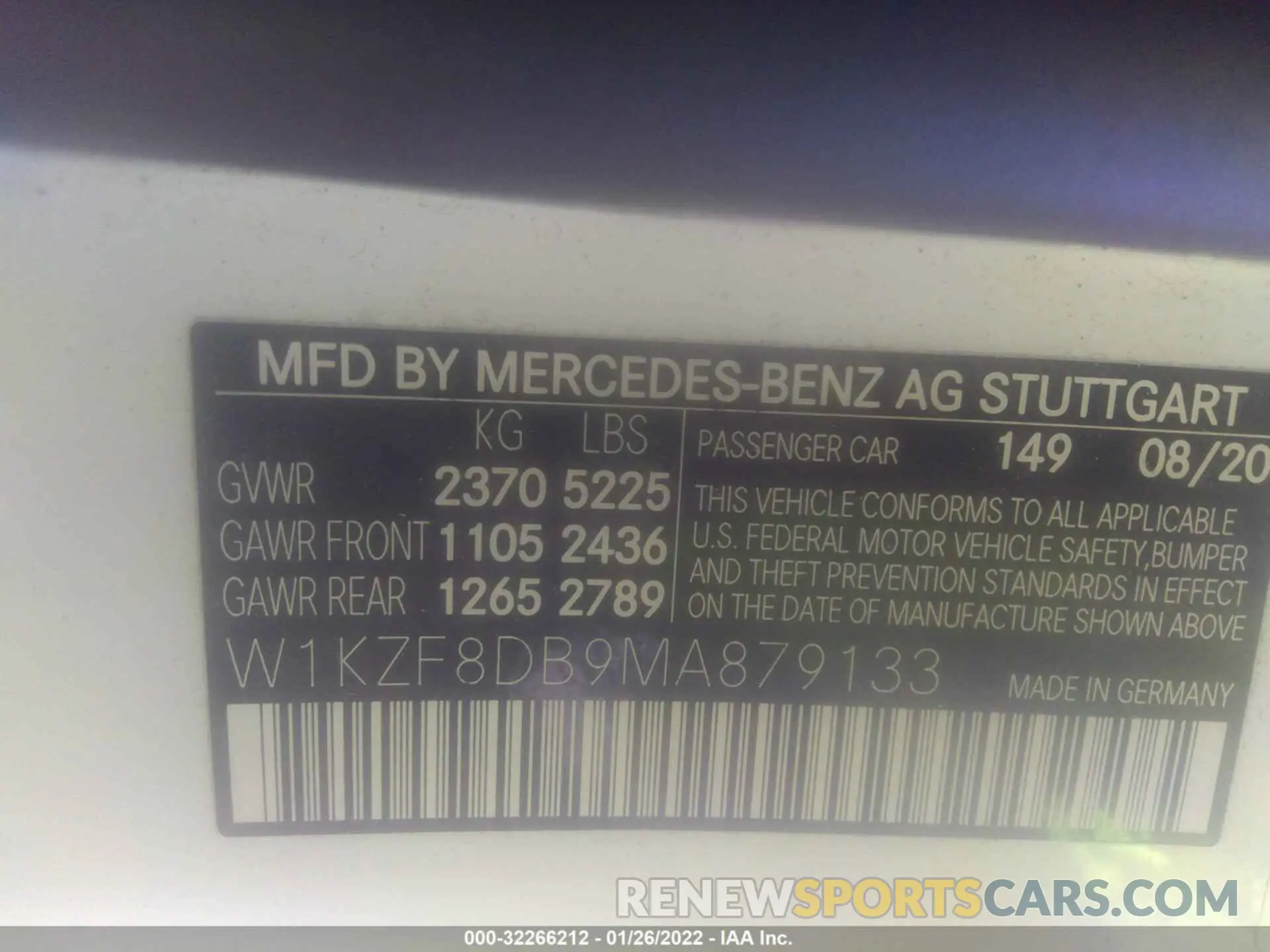 9 Фотография поврежденного автомобиля W1KZF8DB9MA879133 MERCEDES-BENZ E-CLASS 2021
