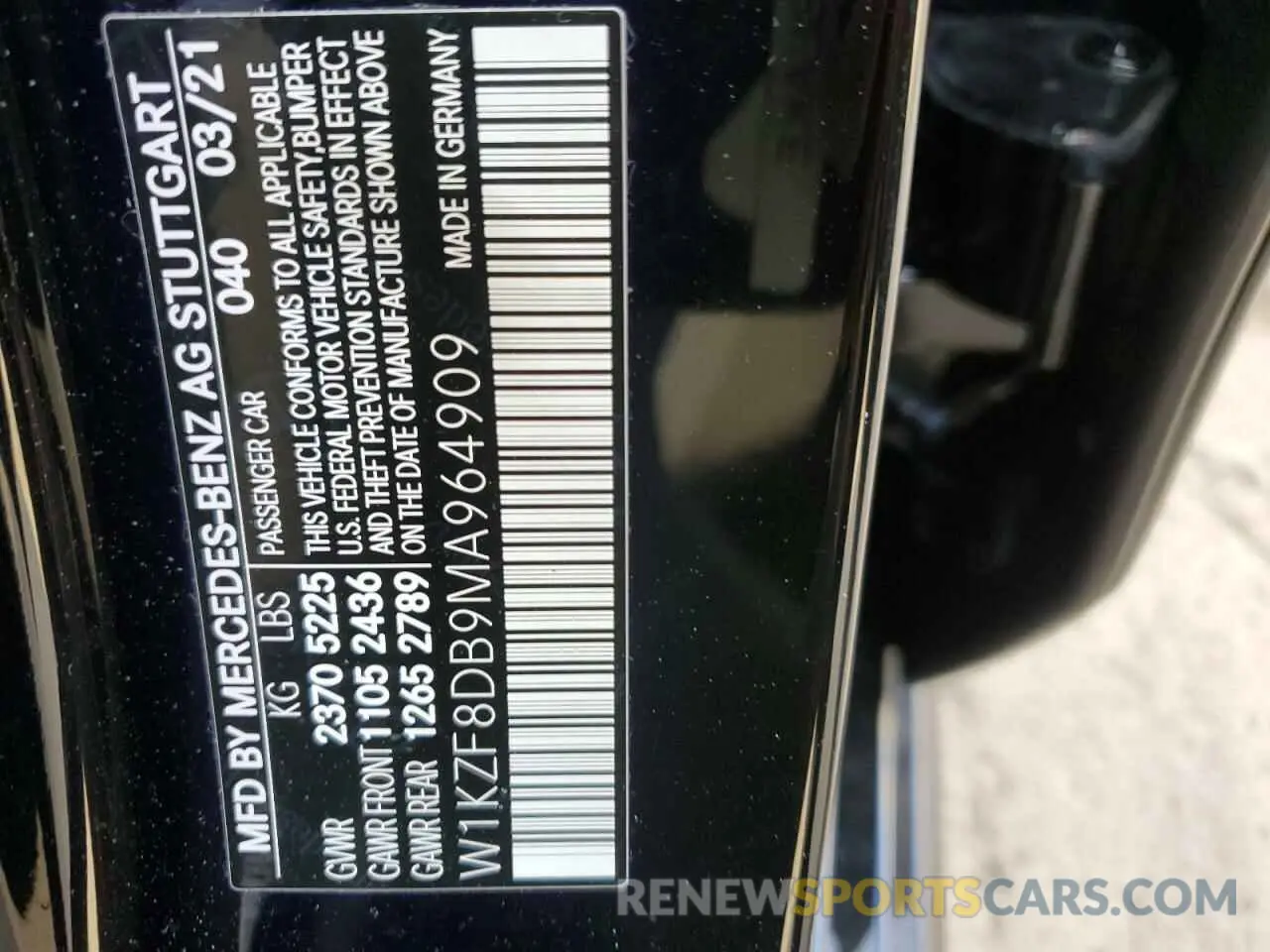 12 Photograph of a damaged car W1KZF8DB9MA964909 MERCEDES-BENZ E-CLASS 2021