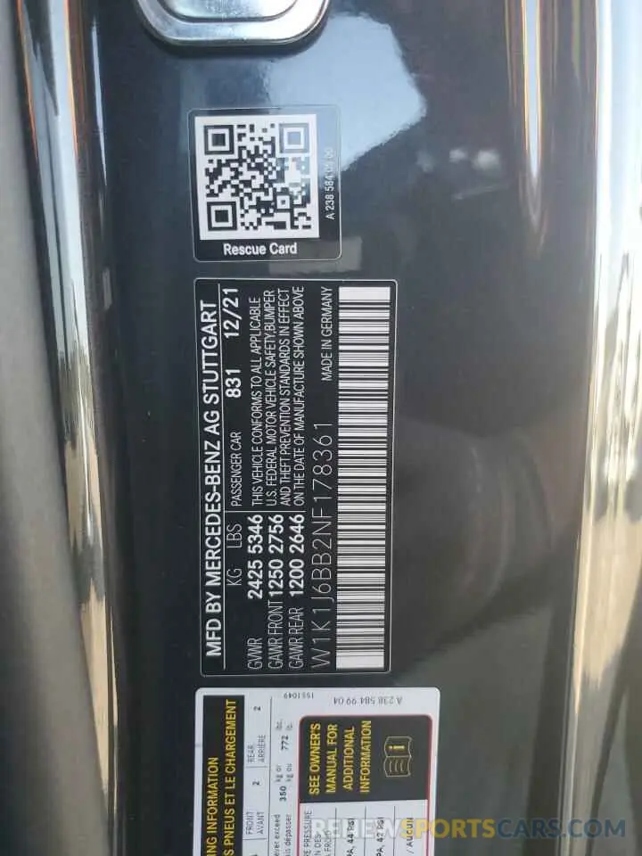 13 Photograph of a damaged car W1K1J6BB2NF178361 MERCEDES-BENZ E-CLASS 2022
