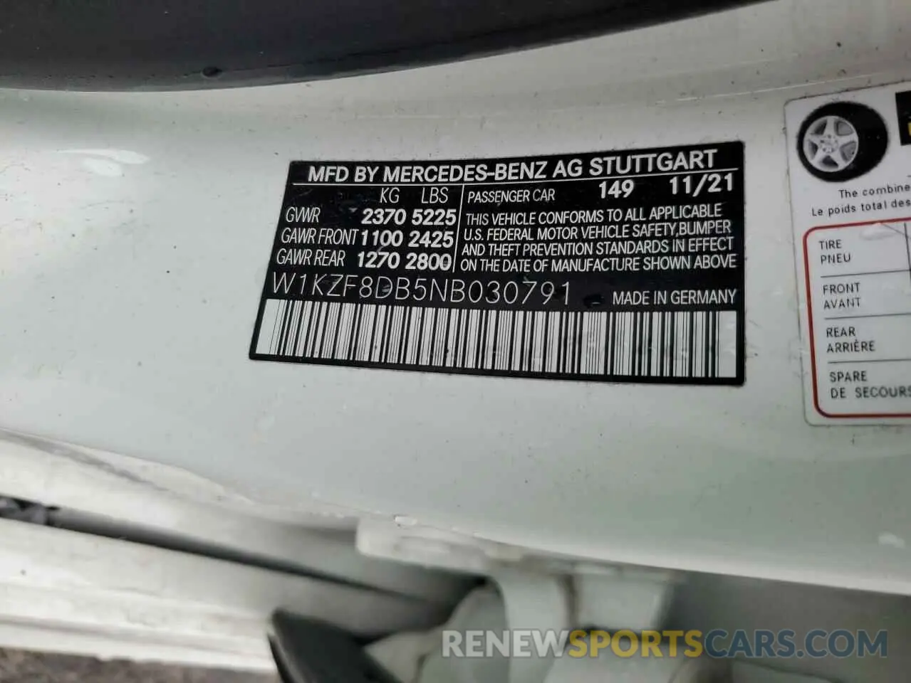 12 Фотография поврежденного автомобиля W1KZF8DB5NB030791 MERCEDES-BENZ E-CLASS 2022