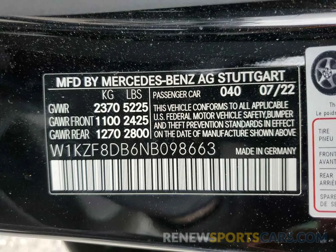 13 Photograph of a damaged car W1KZF8DB6NB098663 MERCEDES-BENZ E-CLASS 2022