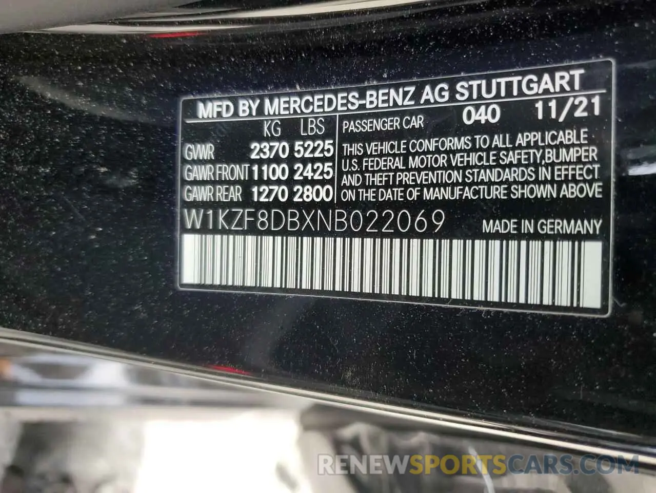 14 Фотография поврежденного автомобиля W1KZF8DBXNB022069 MERCEDES-BENZ E-CLASS 2022