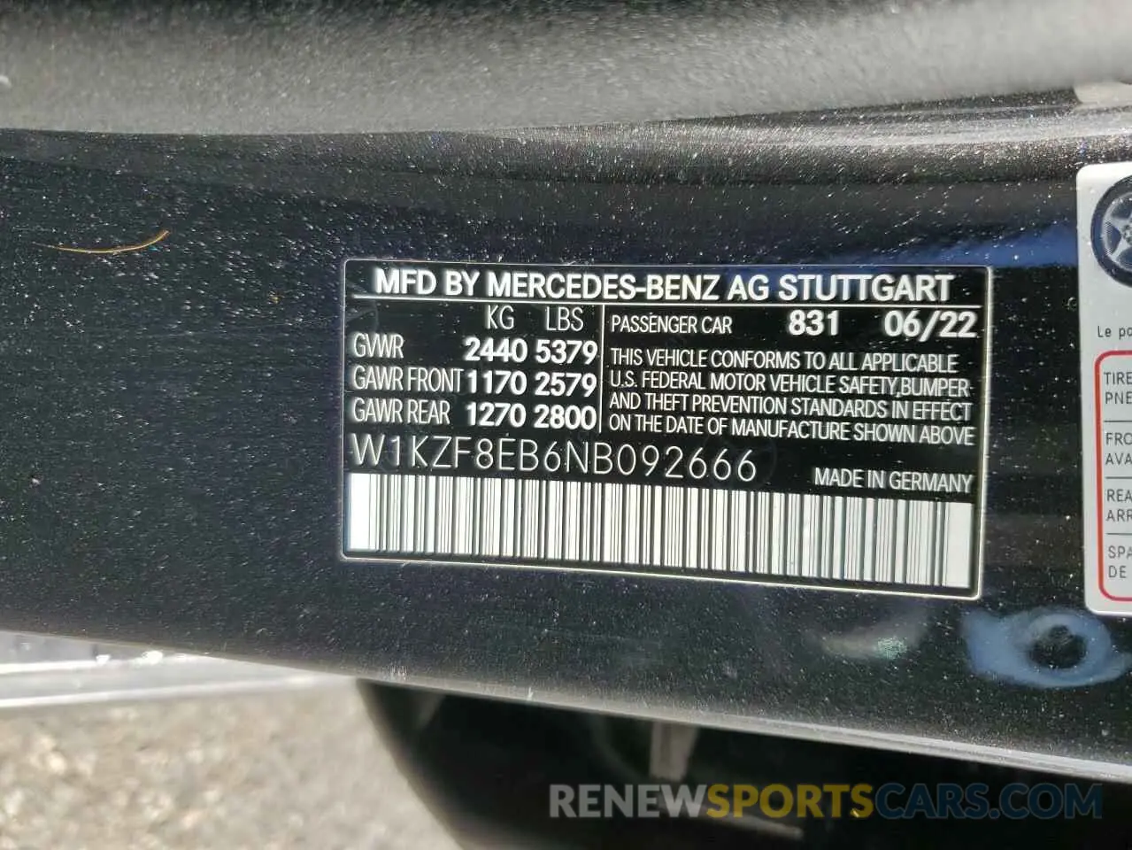 12 Photograph of a damaged car W1KZF8EB6NB092666 MERCEDES-BENZ E-CLASS 2022