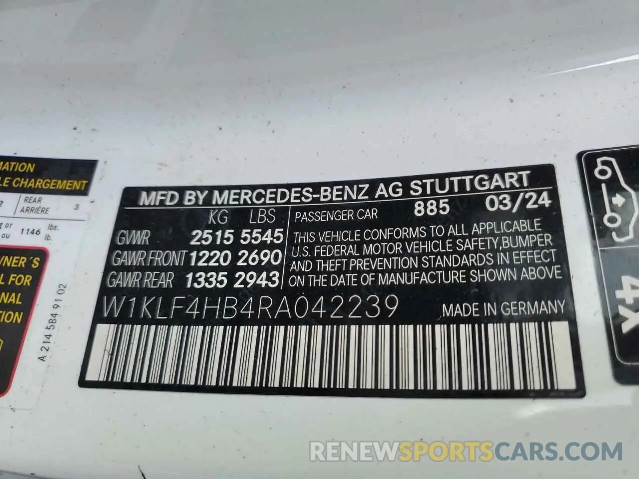 13 Photograph of a damaged car W1KLF4HB4RA042239 MERCEDES-BENZ E-CLASS 2024