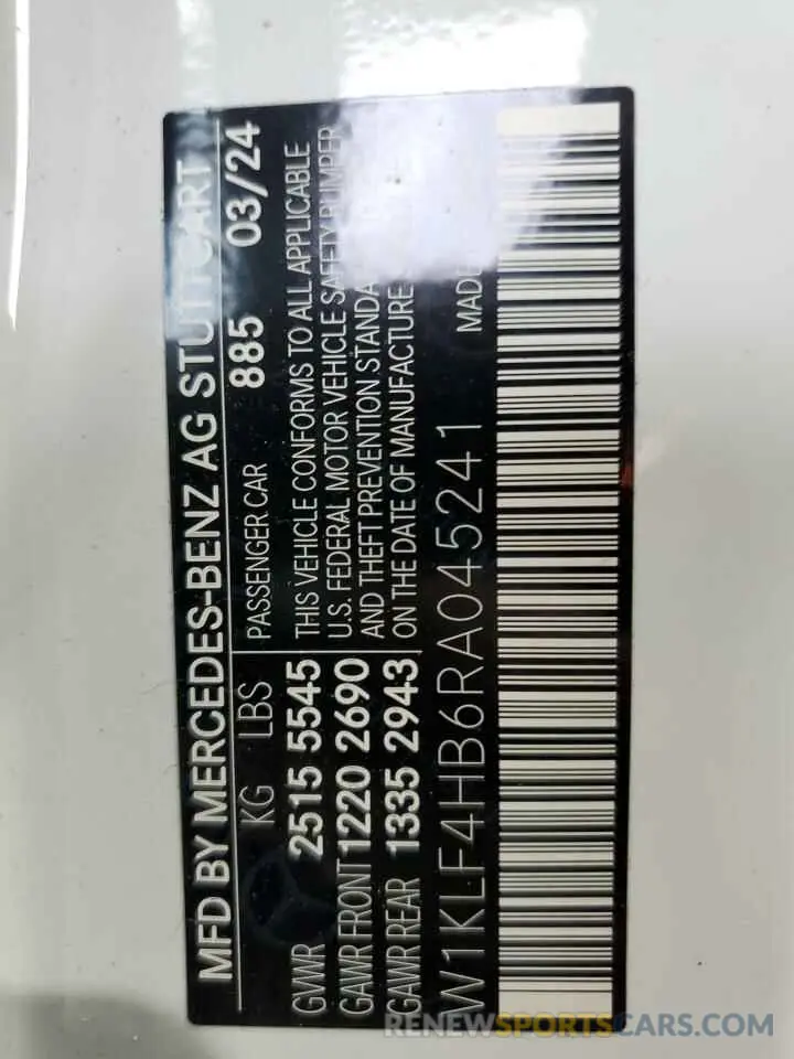 12 Фотография поврежденного автомобиля W1KLF4HB6RA045241 MERCEDES-BENZ E-CLASS 2024