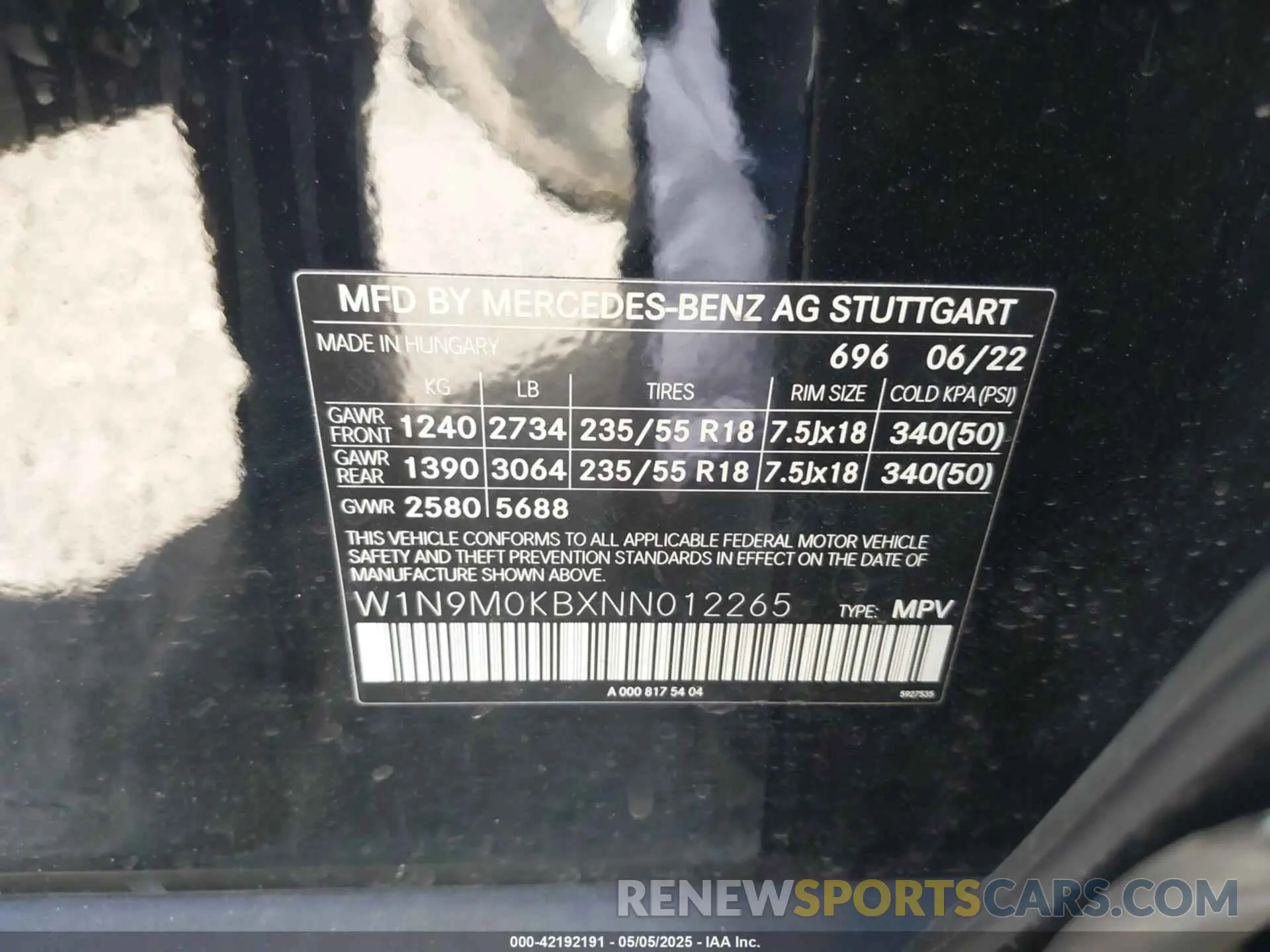 9 Photograph of a damaged car W1N9M0KBXNN012265 MERCEDES-BENZ EQB 300 SUV 2022