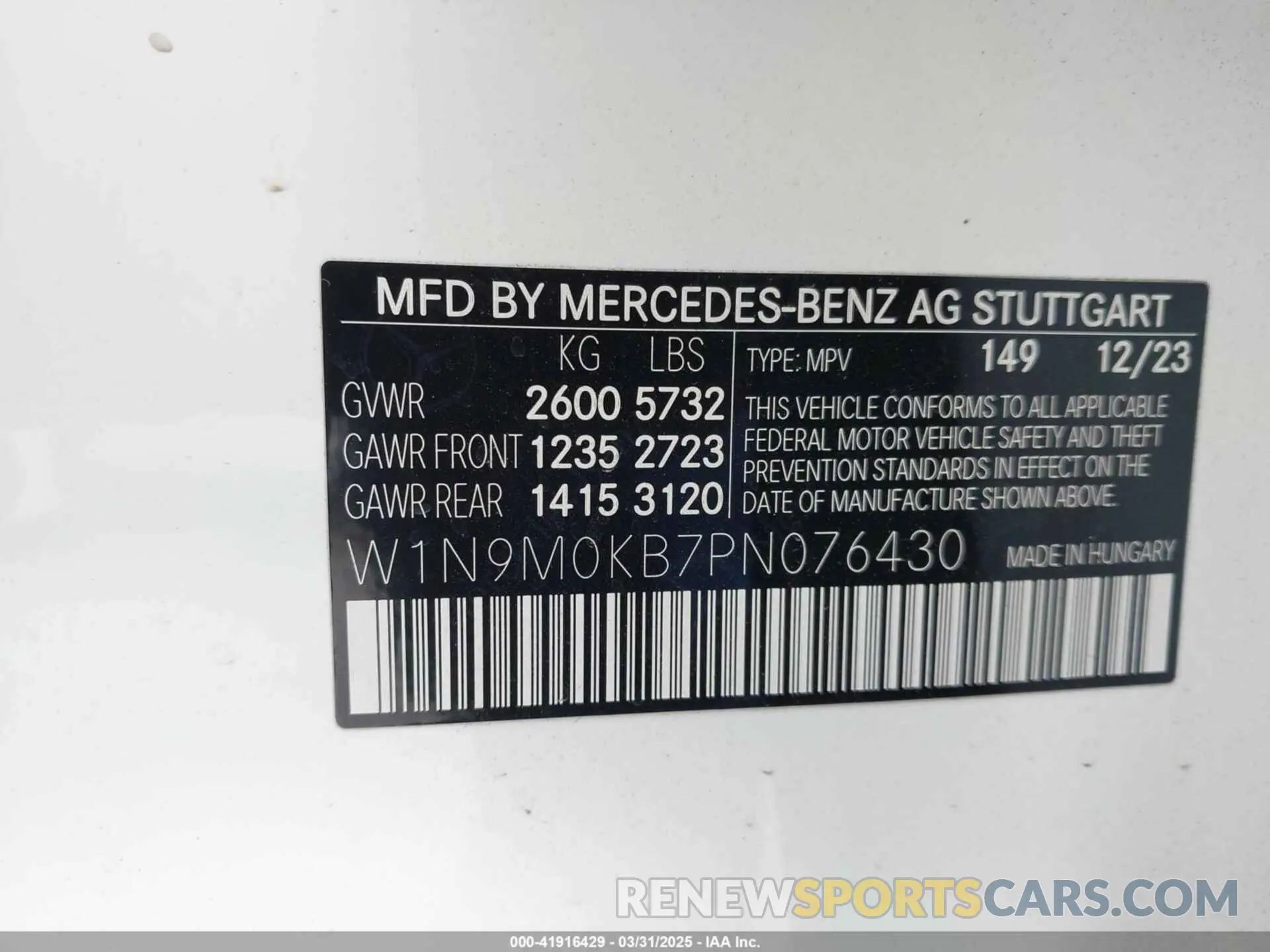 9 Фотография поврежденного автомобиля W1N9M0KB7PN076430 MERCEDES-BENZ EQB 300 SUV 2023