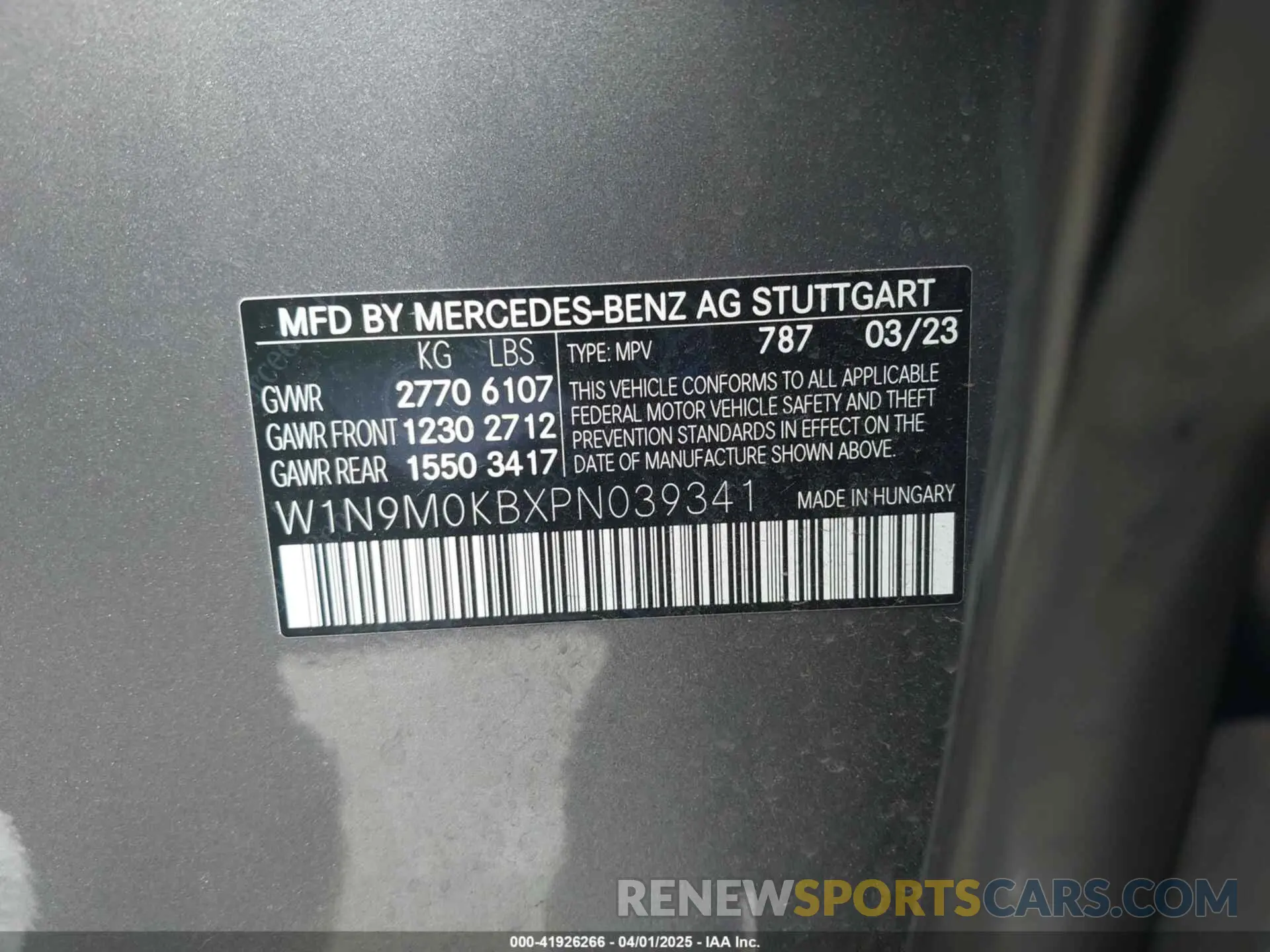9 Фотография поврежденного автомобиля W1N9M0KBXPN039341 MERCEDES-BENZ EQB 300 SUV 2023