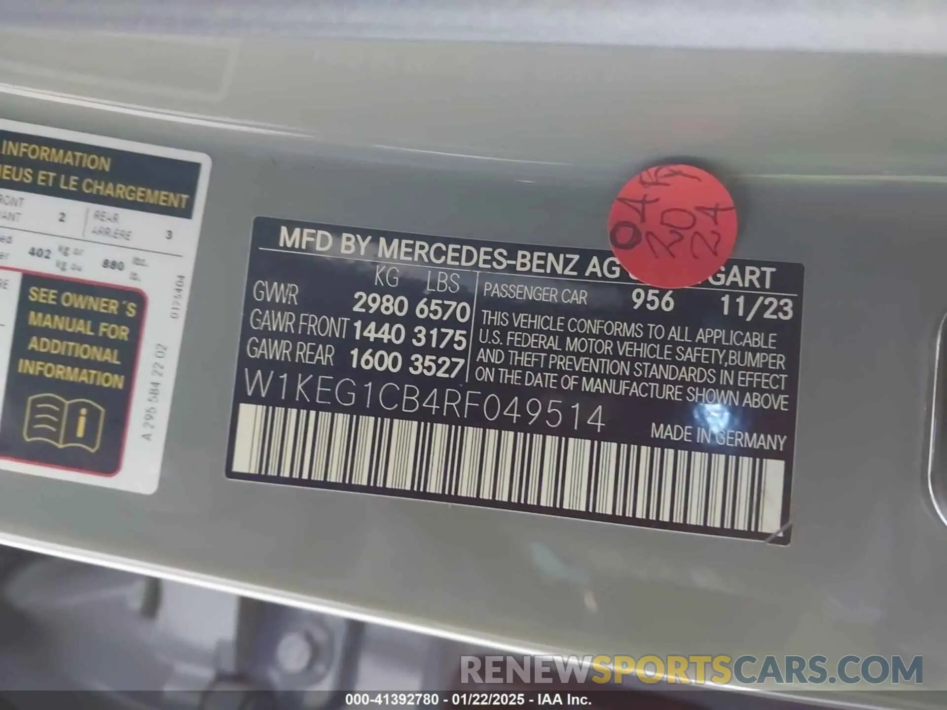 9 Photograph of a damaged car W1KEG1CB4RF049514 MERCEDES-BENZ EQE 2024