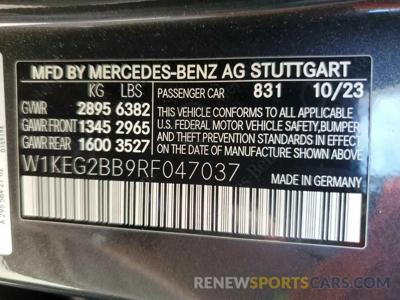 12 Фотография поврежденного автомобиля W1KEG2BB9RF047037 MERCEDES-BENZ EQE SEDAN 2024