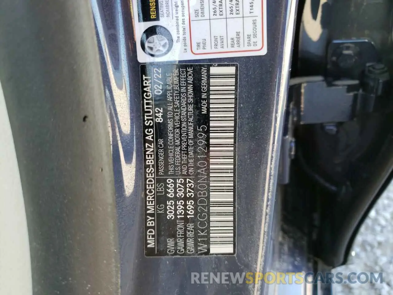 10 Фотография поврежденного автомобиля W1KCG2DB0NA012995 MERCEDES-BENZ EQS 450+ 2022