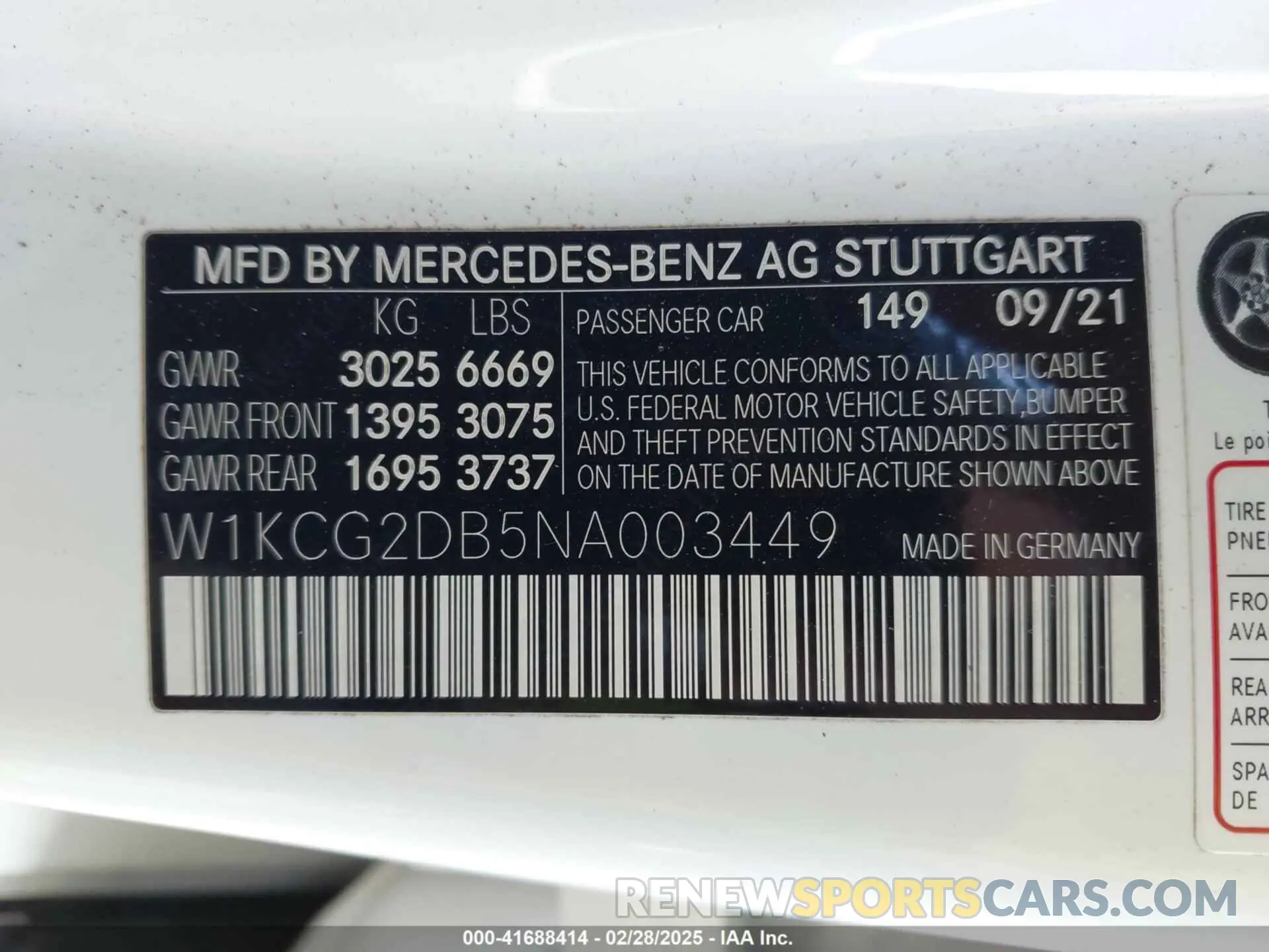 9 Фотография поврежденного автомобиля W1KCG2DB5NA003449 MERCEDES-BENZ EQS 450+ 2022