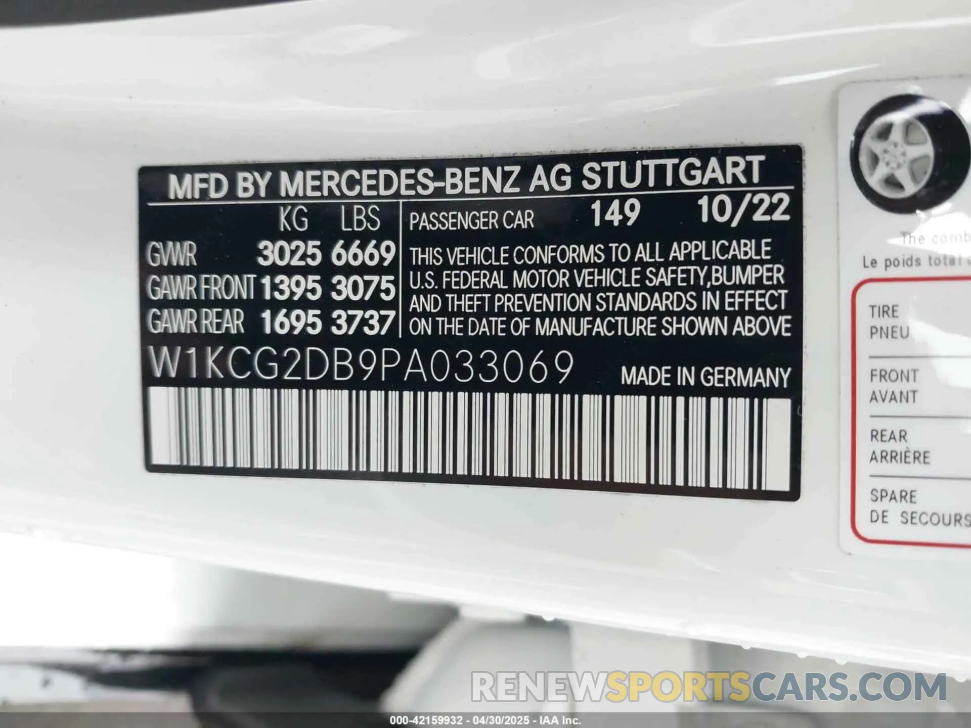 9 Фотография поврежденного автомобиля W1KCG2DB9PA033069 MERCEDES-BENZ EQS 450+ 2023