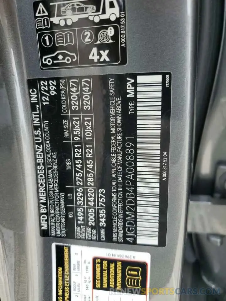 13 Фотография поврежденного автомобиля 4JGDM2DB4PA008891 MERCEDES-BENZ EQS SUV 45 2023
