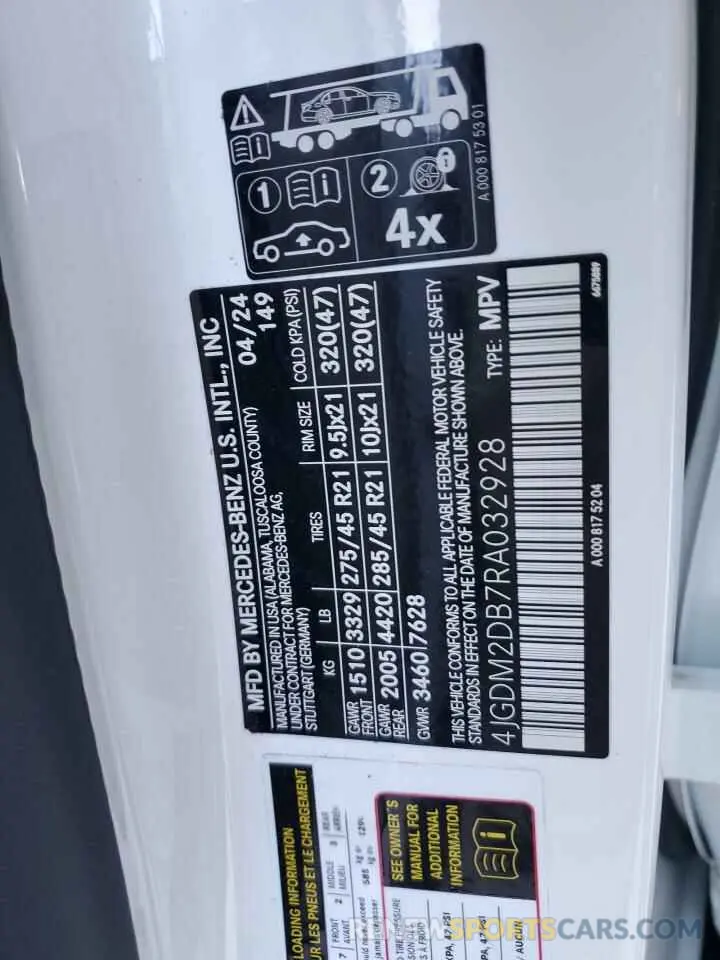 14 Фотография поврежденного автомобиля 4JGDM2DB7RA032928 MERCEDES-BENZ EQS SUV 45 2024