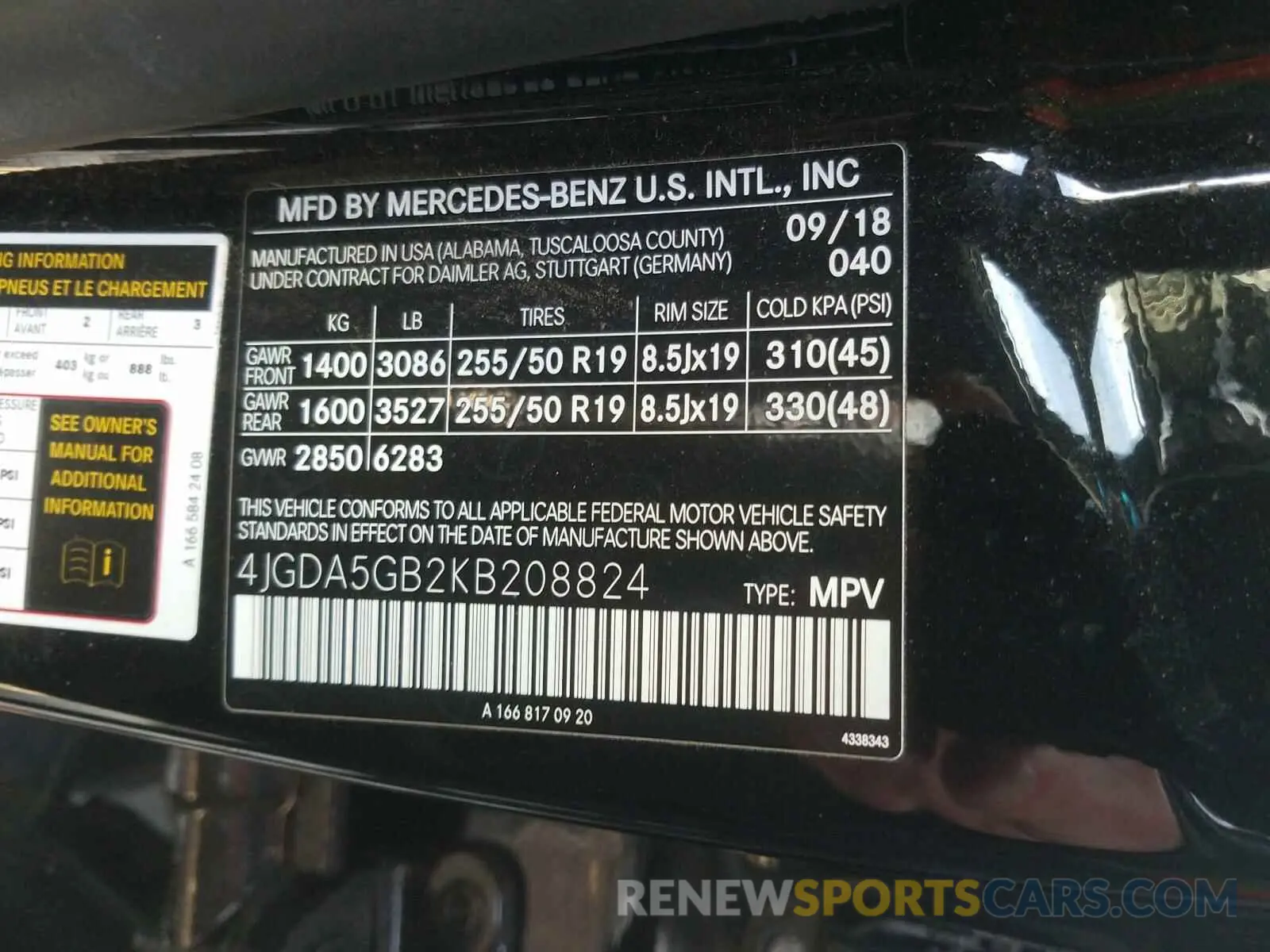 10 Photograph of a damaged car 4JGDA5GB2KB208824 MERCEDES-BENZ G CLASS 2019