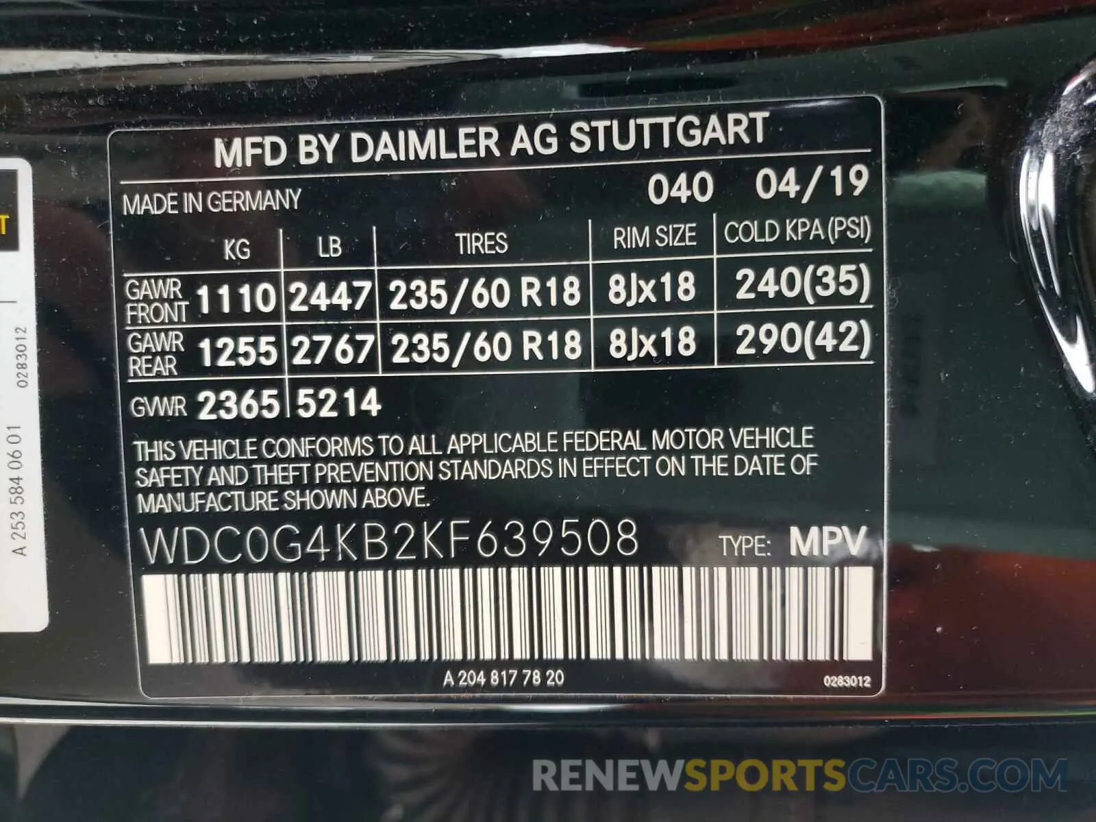 10 Photograph of a damaged car WDC0G4KB2KF639508 MERCEDES-BENZ G CLASS 2019