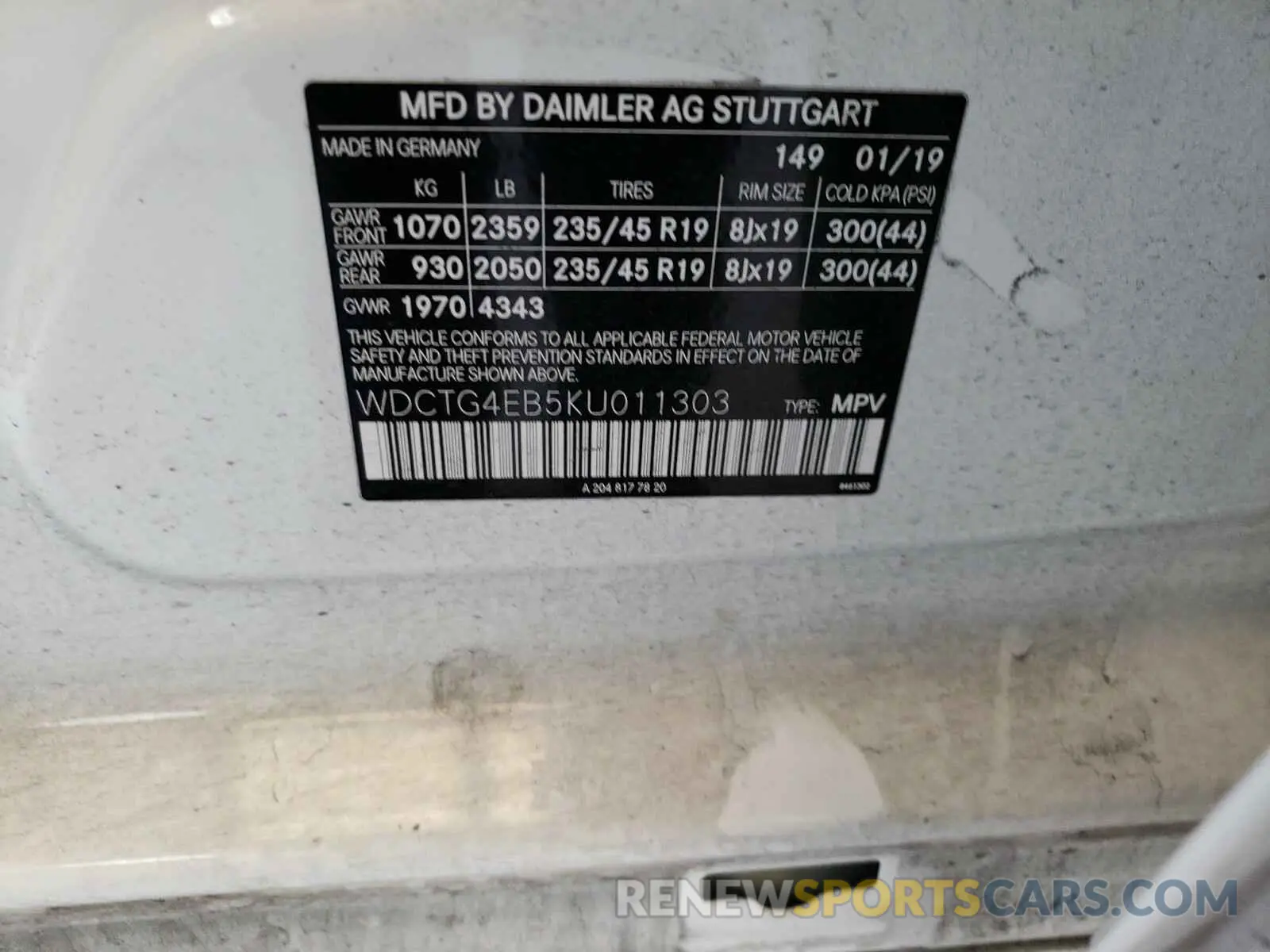 9 Photograph of a damaged car WDCTG4EB5KU011303 MERCEDES-BENZ G CLASS 2019