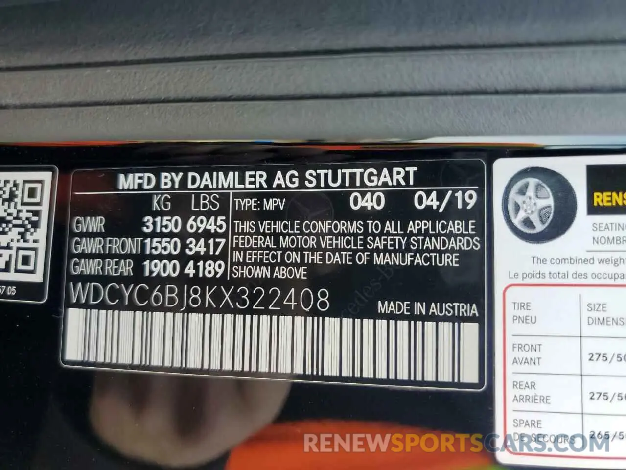 13 Photograph of a damaged car WDCYC6BJ8KX322408 MERCEDES-BENZ G-CLASS 2019