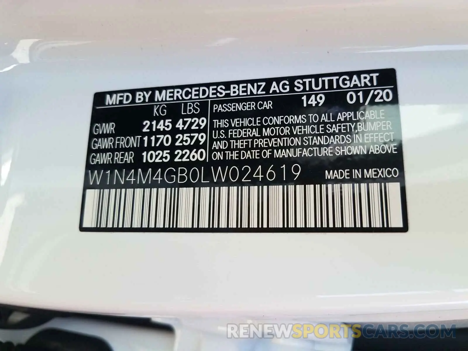 10 Photograph of a damaged car W1N4M4GB0LW024619 MERCEDES-BENZ G CLASS 2020