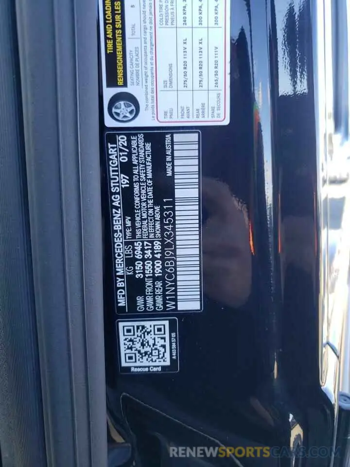 12 Photograph of a damaged car W1NYC6BJ9LX345311 MERCEDES-BENZ G-CLASS 2020