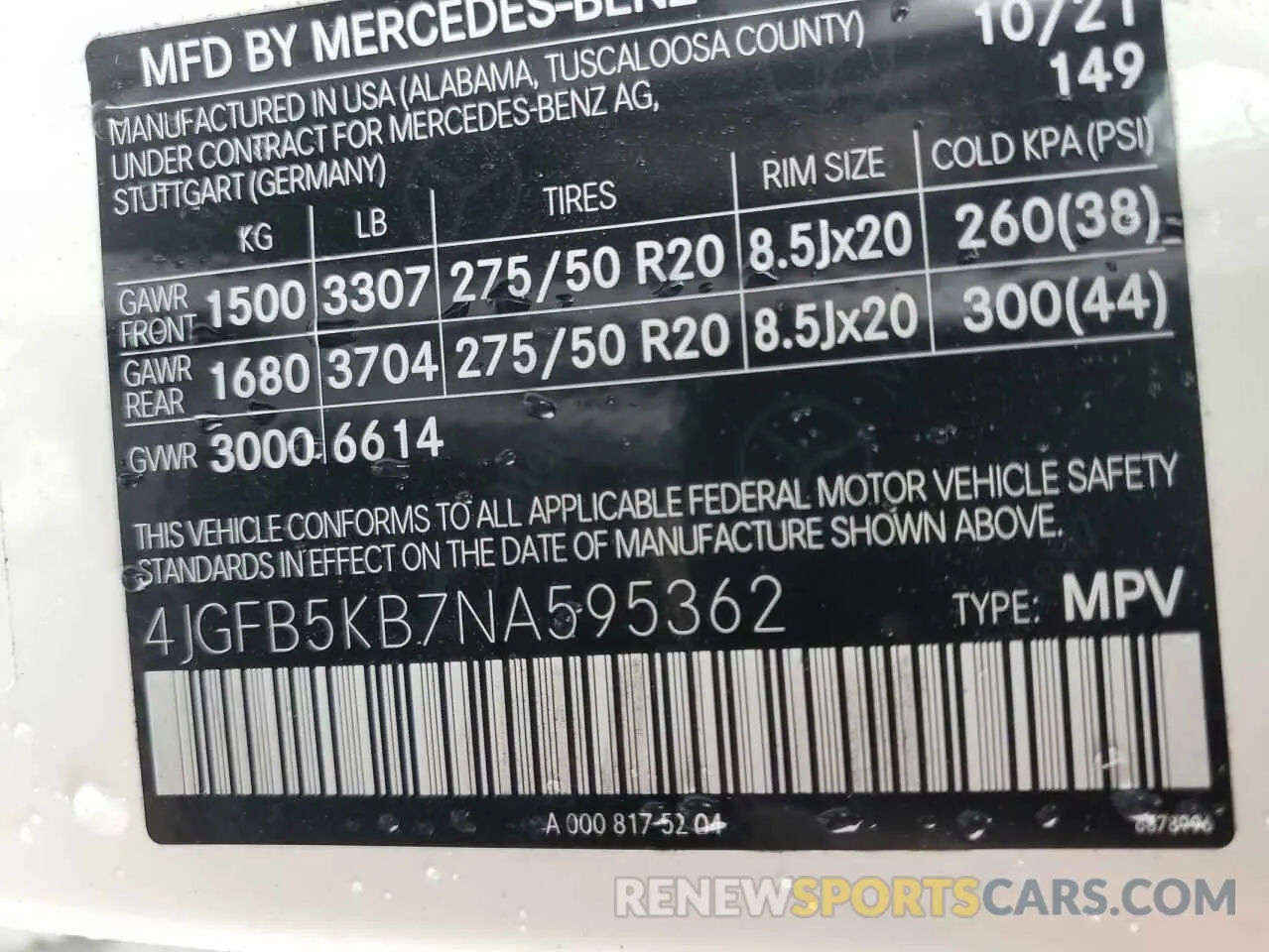 10 Фотография поврежденного автомобиля 4JGFB5KB7NA595362 MERCEDES-BENZ GL-CLASS 2022