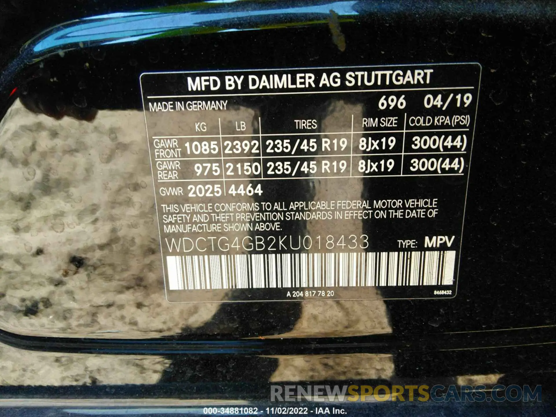 9 Photograph of a damaged car WDCTG4GB2KU018433 MERCEDES-BENZ GLA 2019