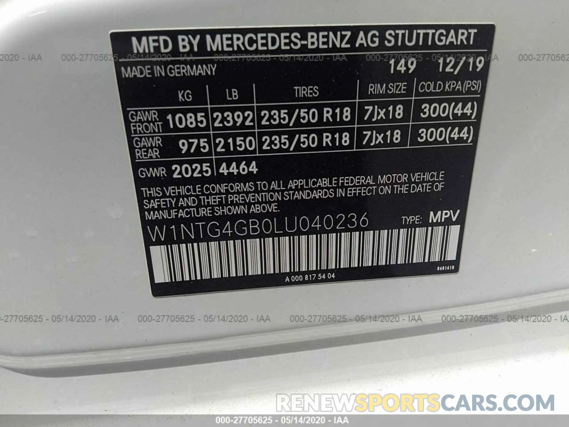 9 Photograph of a damaged car W1NTG4GB0LU040236 MERCEDES-BENZ GLA 2020