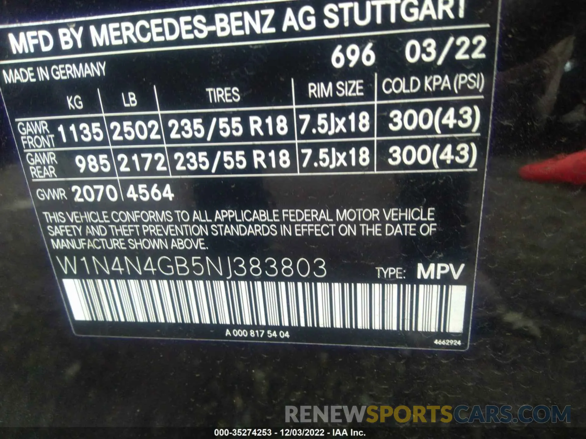 9 Photograph of a damaged car W1N4N4GB5NJ383803 MERCEDES-BENZ GLA 2022