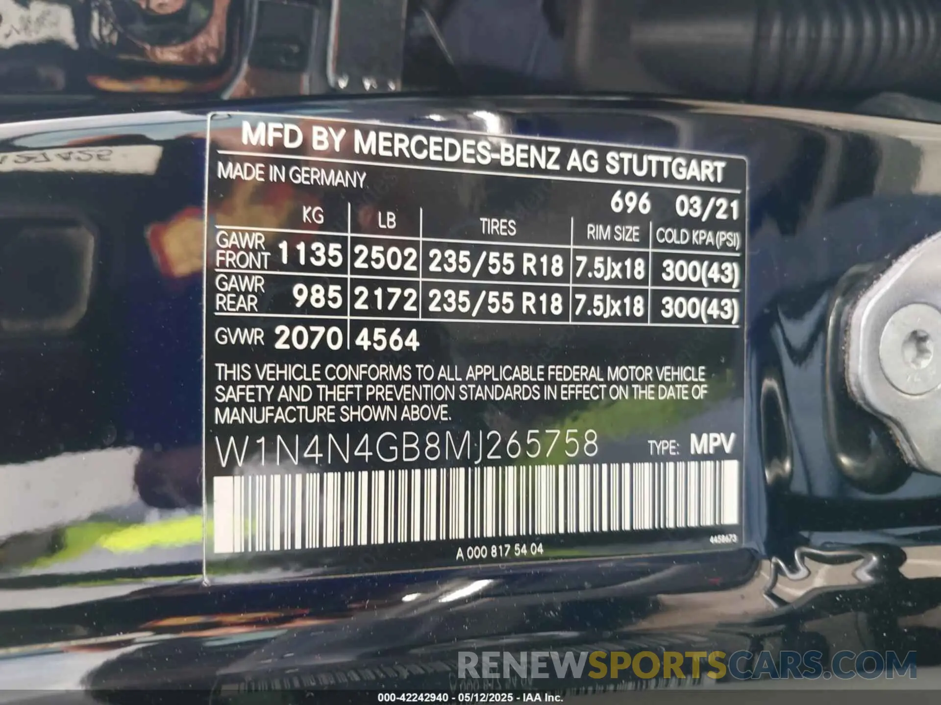 9 Фотография поврежденного автомобиля W1N4N4GB8MJ265758 MERCEDES-BENZ GLA 250 2021